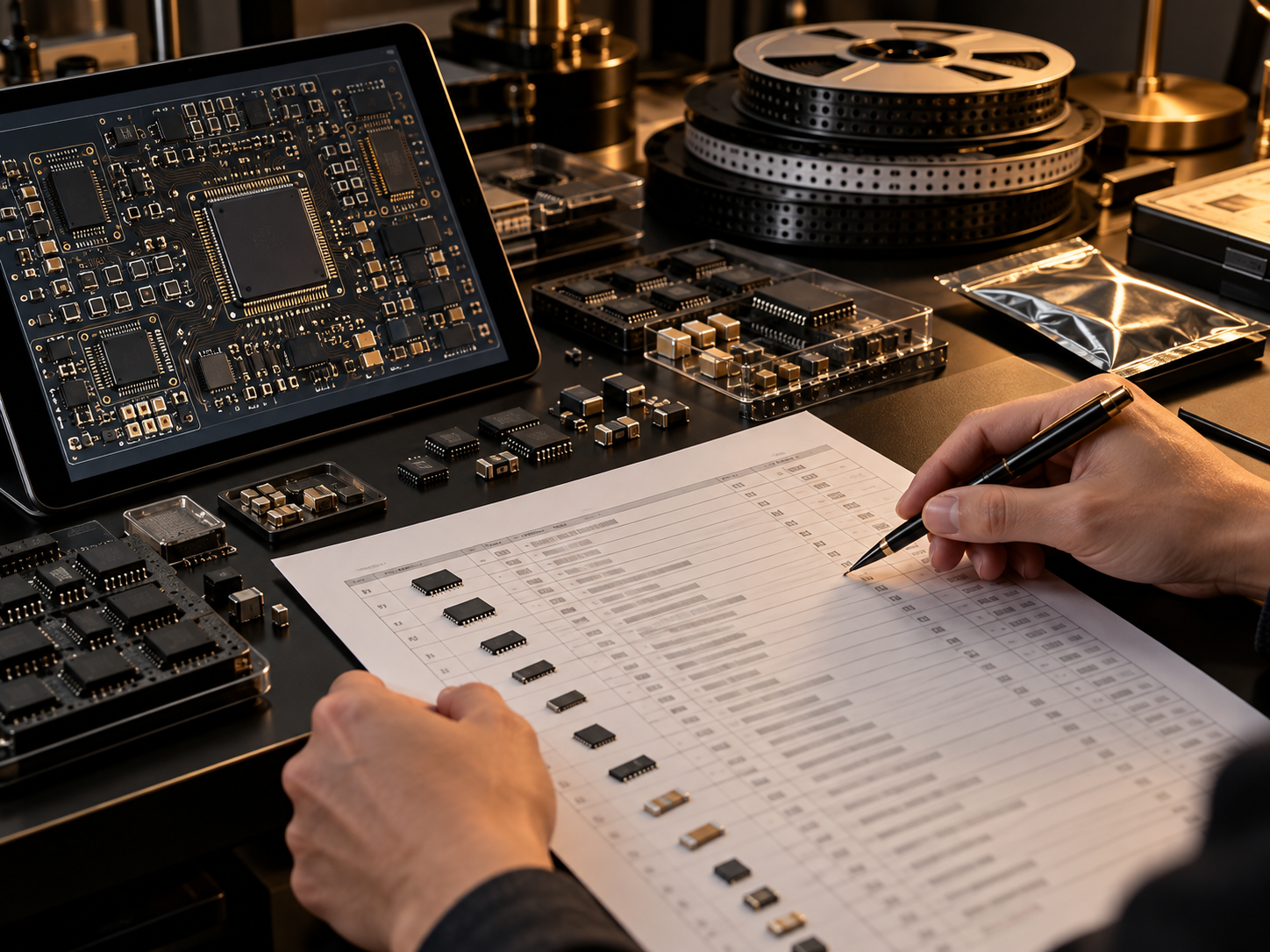 Electronic component sourcing and BOM service illustration
