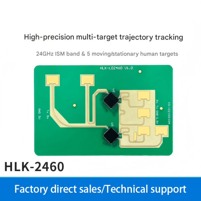 24G millimeter-wave high-precision human body perception trajectory tracking radar module, dual-transmitter, four-receiver LD2460