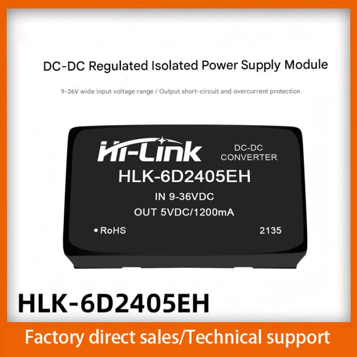 24V to 5V DC power supply module, DC-DC isolated regulated output with short-circuit protection, URB2405ZP-6WR3