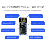 The HLK-B50 Bluetooth serial module supports BR/EDR and BLE dual-mode Bluetooth 5.0 and integrates BLE master and slave functionality. - Image 3