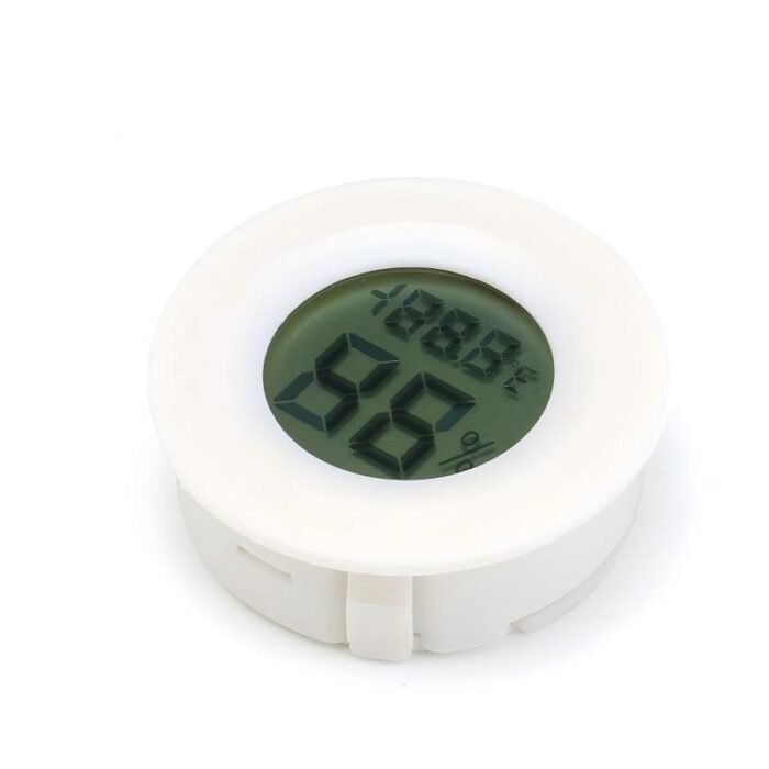 Electronic temperature and humidity meter embedded in pet reptile enclosure/acrylic box